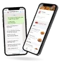 Celular com cardápio digital em delivery e outro celular com uma conversa do WhatsApp com o pedido do restaurante